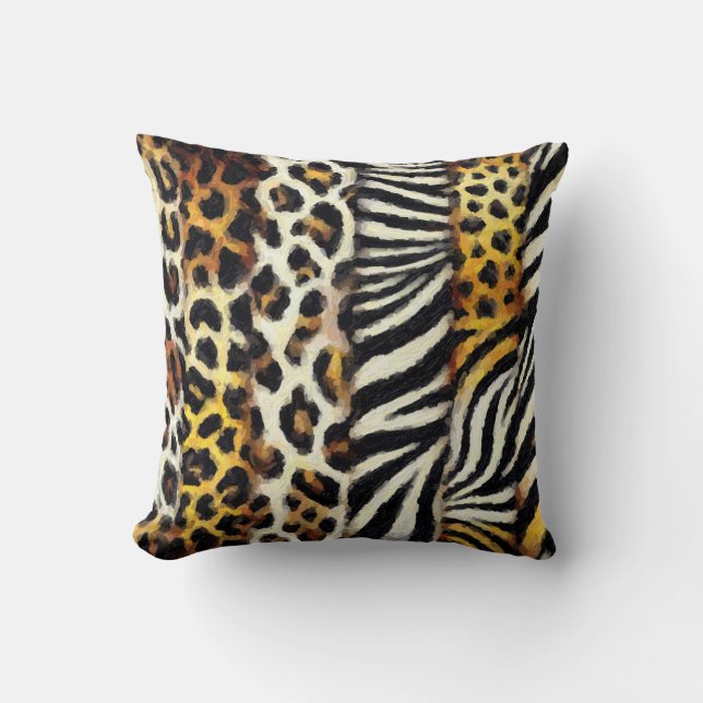 Coussin Abstrait Peint Mélange Poster de animal sauvage (Recto)