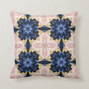 Coussin Abstrait Pink Gold Navy Floral Graphic Motif