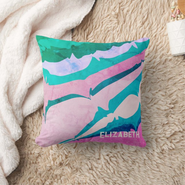 Coussin Abstrait Pink Green Pastel Personnalisé (Couverture)