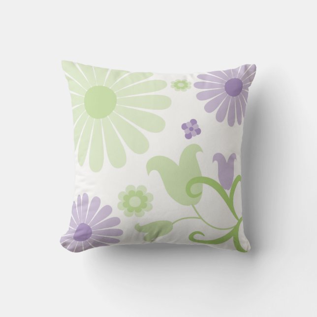 Coussin Abstrait printemps vert Lavande Funky Florals (Recto)