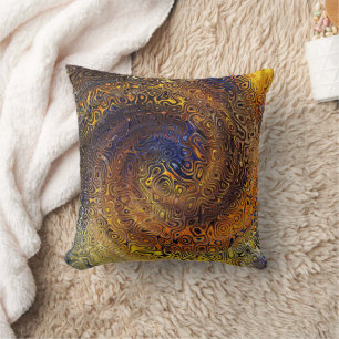 Coussin Abstrait Psychedelic Swirl Motif Colorful Art