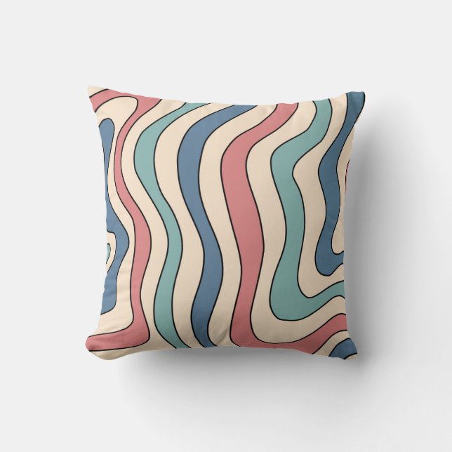Coussin Abstrait Retro les années 70 marbre Bleu Rouge Sup (Recto)