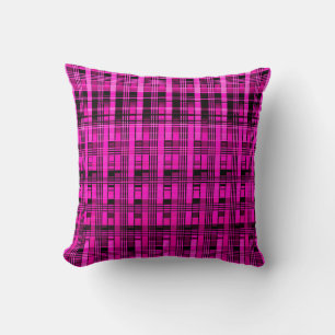 Coussin Abstrait rétro, motif rose rose à damiers