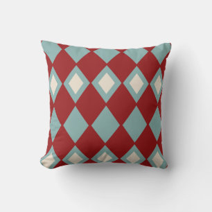 Coussin Abstrait rouge, blanc et bleu