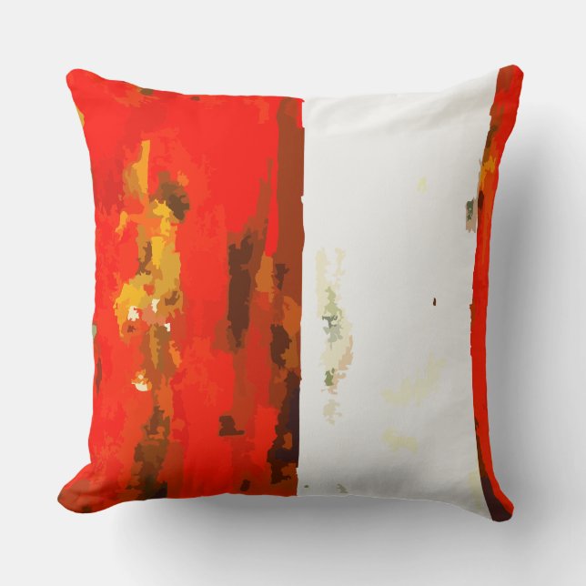 Coussin Abstrait rouge et blanc trié (Recto)