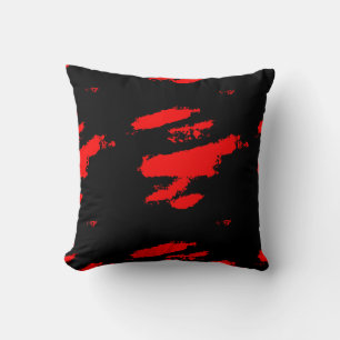 Coussin abstrait rouge et noir