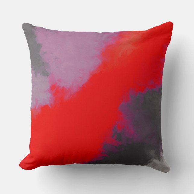 Coussin Abstrait rouge gris rose (Recto)