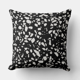 Coussin Abstrait Terrazzo Mosaic Motif noir et blanc