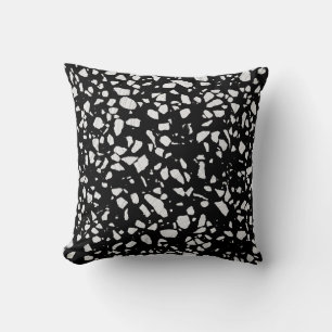 Coussin Abstrait Terrazzo Mosaic Motif noir et blanc
