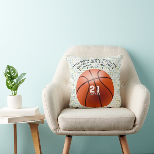 Coussin Abstrait Triangle Basketball Boys Birth Record (Chaise)