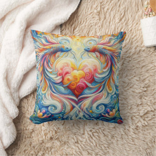 Coussin Abstrait Van Gogh style dynamique Koi Heart