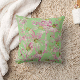 Coussin Abstrait vert et rose