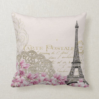 Coussin Abstrait Vintage Romantique Paris Tour Eiffel Art