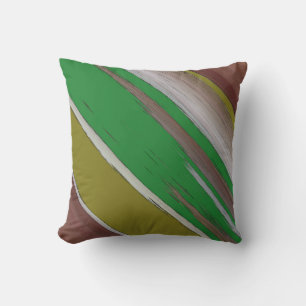 Coussin Abstraite diagonale verte et Brown
