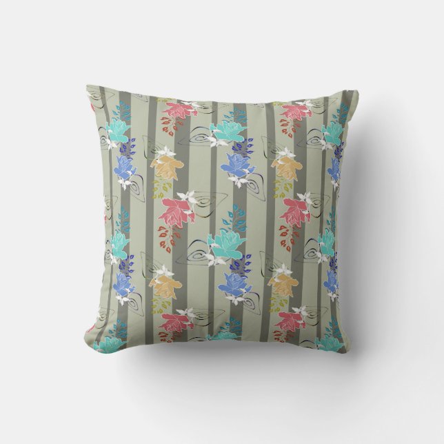 Coussin Abstraite ligne décorative rétro rayée (Recto)