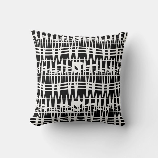 Coussin Abstraite ligne géométrique blanche moderne (Recto)