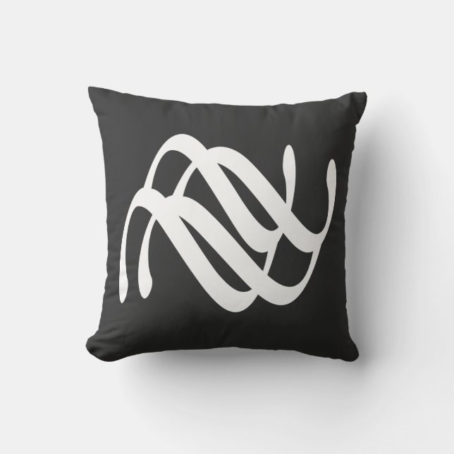 Coussin Abstraite ligne géométrique blanche moderne (Recto)