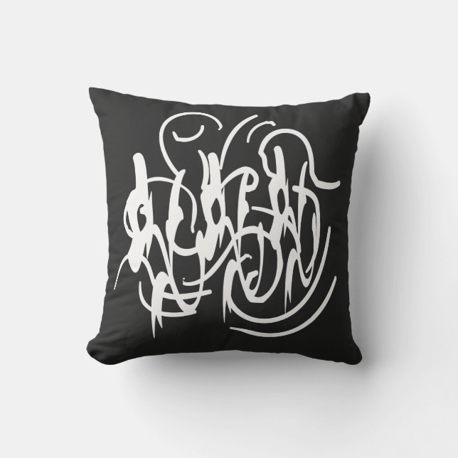 Coussin Abstraite ligne géométrique blanche moderne (Recto)