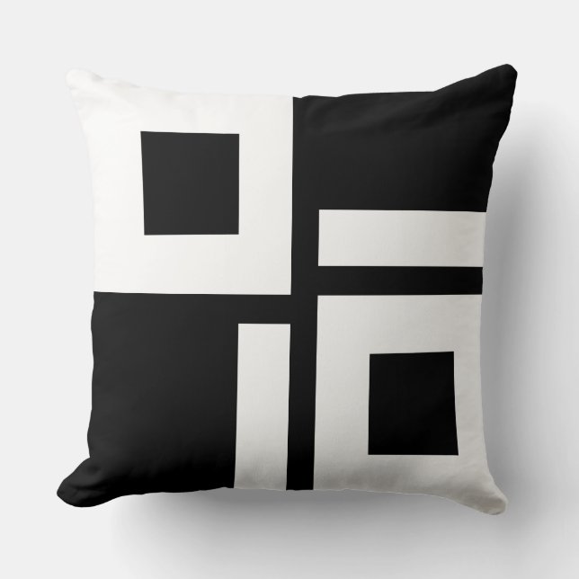 Coussin Abstraits Carrés et rayures noirs et blancs (Recto)