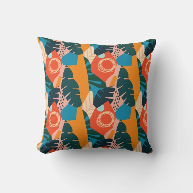 Coussin Abstraits Feuilles tropicaux d'été Orange (Recto)