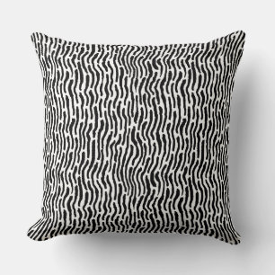 Coussin Abstraits rayures de style Shibori - Noir sur Blan