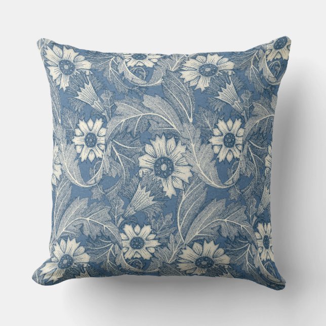Coussin acanthus cobalt denim (Recto)