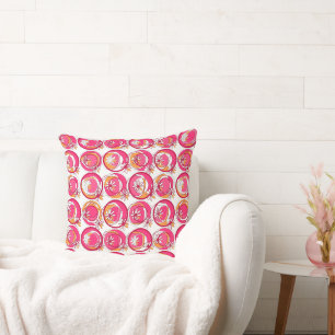 Coussin Accent Cercle Arrière - plan Fleur rose orange bla