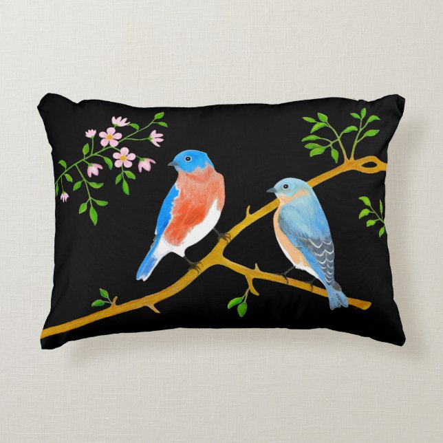 Coussin accent Pillow Bluebirds noirs (Devant)