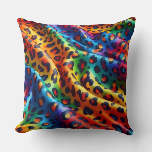 Coussin Accents Féminins | Imprimé Léopard Arc-en-Ciel (Recto)