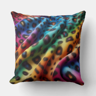 Coussin Accents Féminins   Imprimé Léopard Arc-en-Ciel