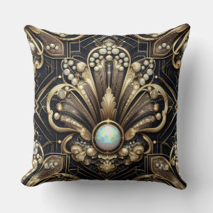 Coussin Accents Rétro pour Maison Art Déco Noir et Or