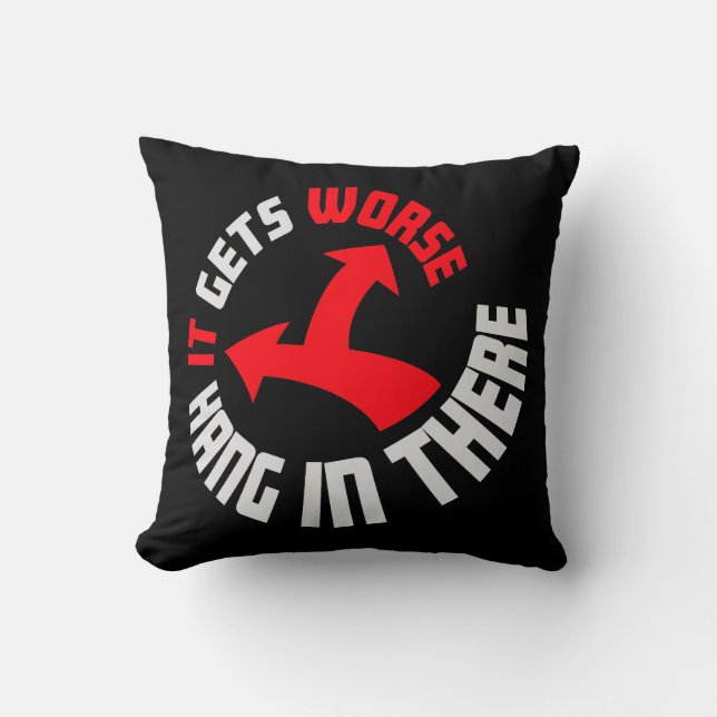 Coussin Accroche-toi, ça empire Citation drôle Blague amus (Recto)