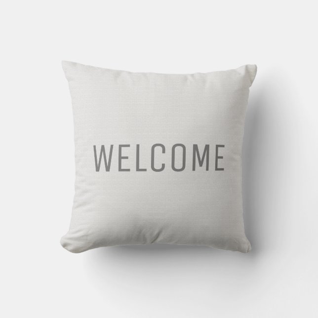 Coussin Accueil blanc rustique moderne de texture de toile (Recto)