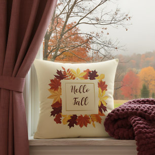 Coussin Accueil de la ferme d'automne avec feuilles rustiq