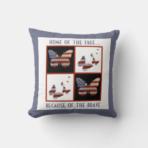 Coussin Accueil du Free : American Flag Butterflies (rw&b)