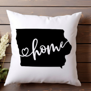 Coussin Accueil État Outline Heart Iowa