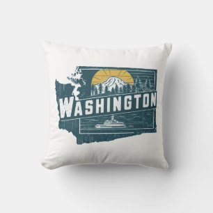 Coussin Accueil État Washington Retro Couleur