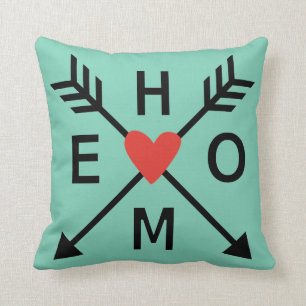 Coussin Accueil, flèches croisées avec coeur rouge