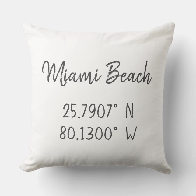 Coussin Accueil GPS Coordonnées Longitude Latitude Miami (Recto)