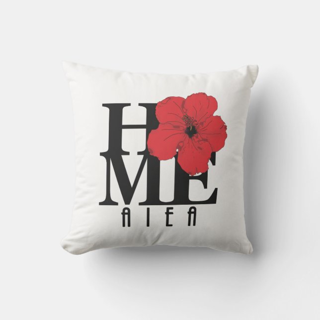 Coussin ACCUEIL Hibiscus rouge Aiea (Recto)