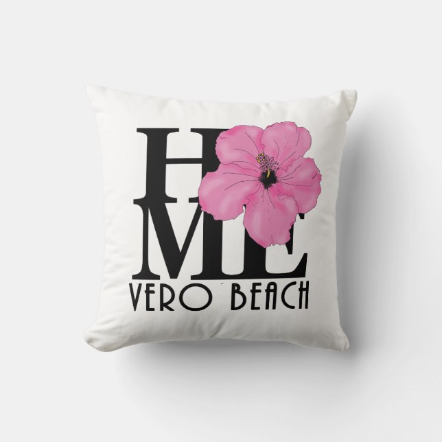 Coussin ACCUEIL Plage Vero Hibiscus rose (Recto)