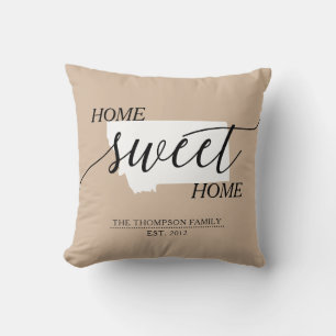 Coussin Accueil Sweet Home MT État Famille Nom de famille 