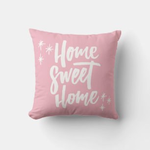 Coussin Accueil Sweet Home Rose avec lettres blanches