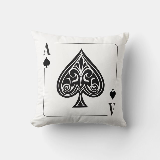 Coussin Ace de pique jouer carte, poker, casino (Recto)