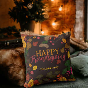 Coussin Action de grâce botanique d'automne sombre entre a