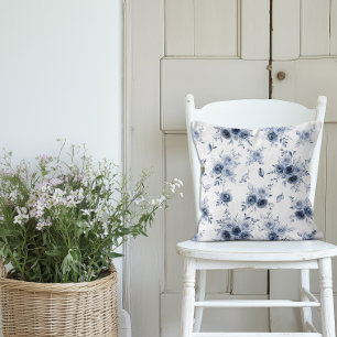 Coussin Adele Aquarelle Roses Bleues de Campagne