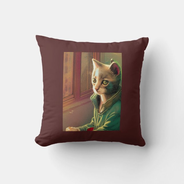 Coussin Ado chatte vert pull urbain alien (Recto)