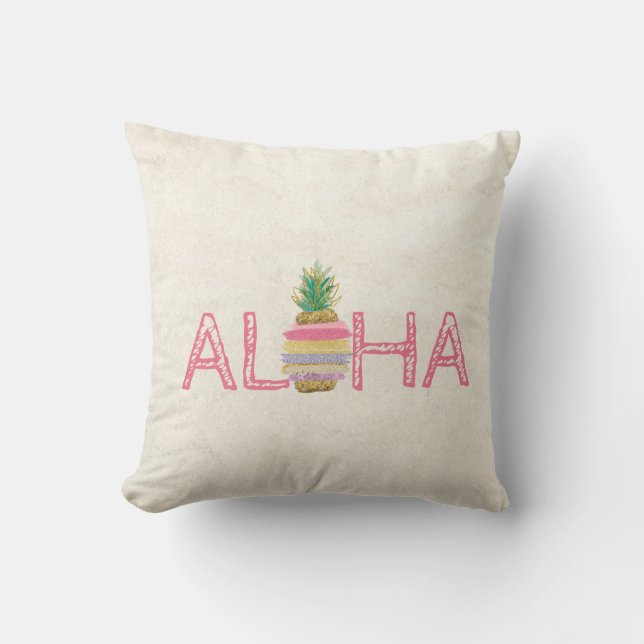Coussin Adorable Aloha Hawaiian ananas rayé (Recto)