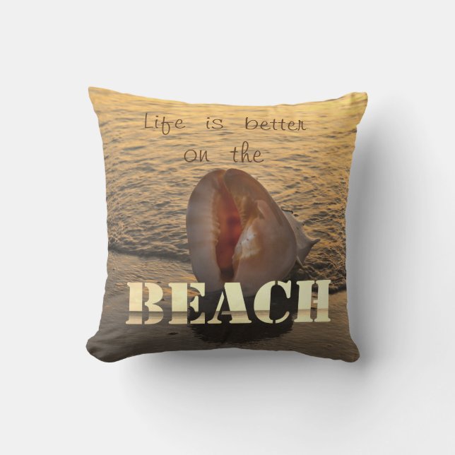 Coussin Adorable Beach Sunset Seashell Sable (Recto)