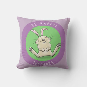 Coussin Adorable bébé lapin mauve joyeux dessin animé lapi